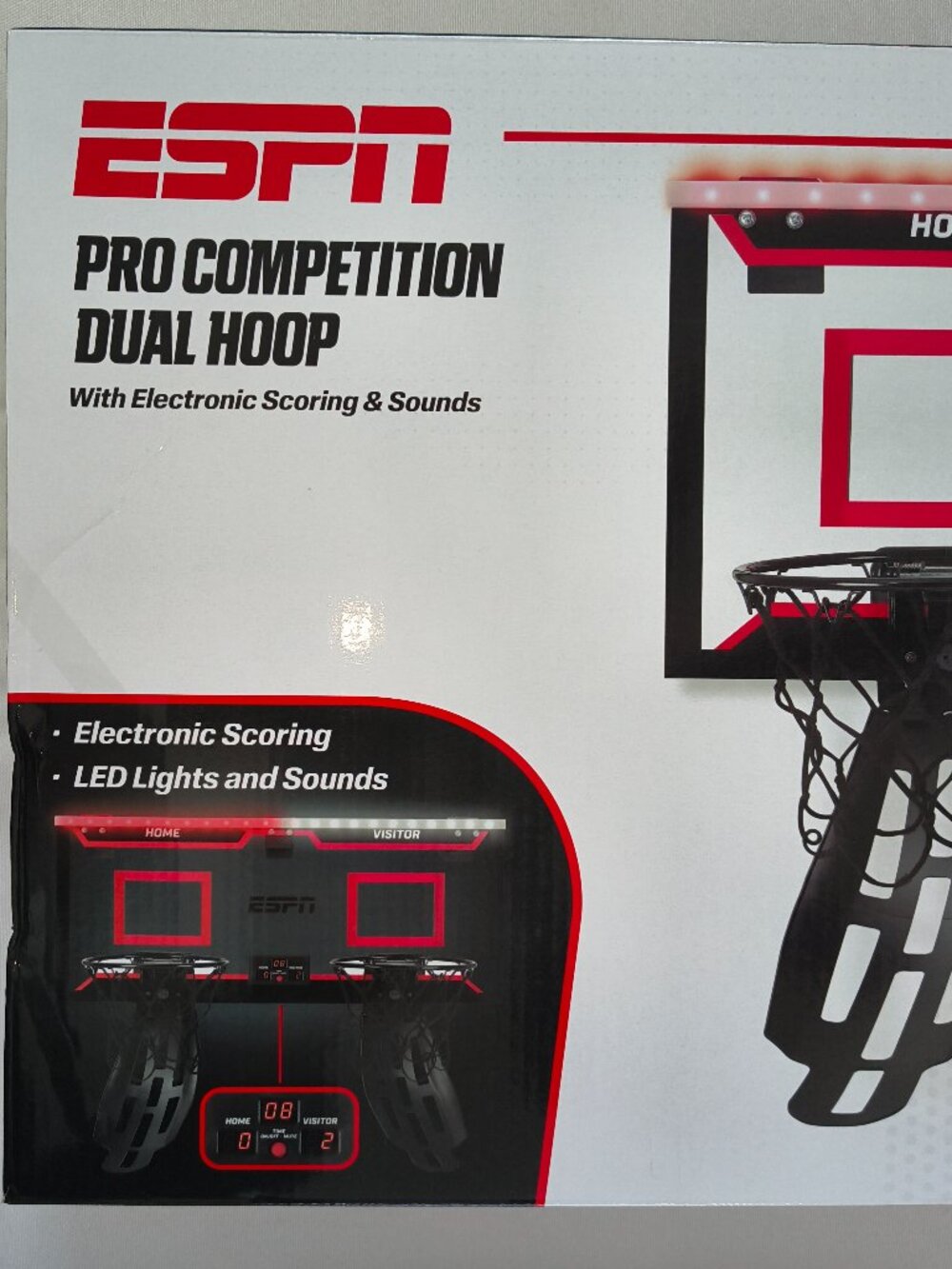 ESPN Pro Competition Over Door Dual Hoop Basketball Electronic Scoreboard